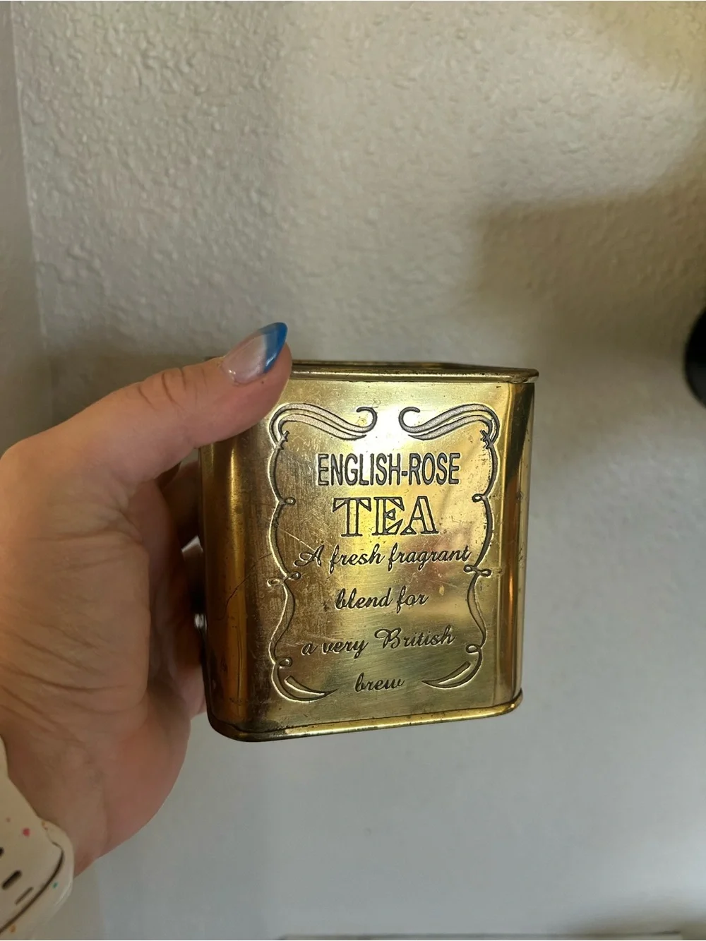 English Rose Brass Tea Tin Canister